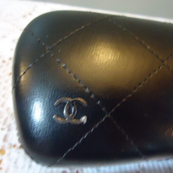 Chanel Black Quilted Leather Shield Sunglasses/Grey Lenses - 4155Q - Never Worn - Picture 12 of 15